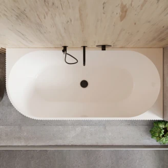 Hjørnebadekar <strong>Lisse</strong>  Svart Matt 170 cm Høyre med Svart Matt Pop-up Bunnventil