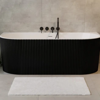 Badekar <strong>Lisse</strong>  Svart Matt 170 cm Veggmontert med Krom Pop-up Bunnventil