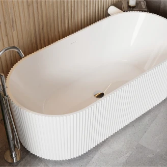 Badekar <strong>Lisse</strong>  Hvit Blank 170 cm Frittstående med Krom Pop-up Bunnventil