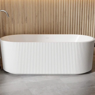 Badekar <strong>Lisse</strong>  Hvit Blank 150 cm Frittstående med Svart Matt Pop-up Bunnventil