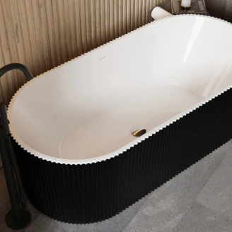 Badekar <strong>Lisse</strong>  Svart Matt 150 cm Frittstående med Krom Pop-up Bunnventil