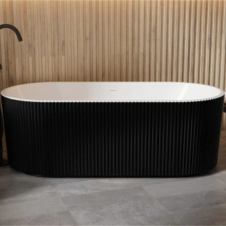 Badekar <strong>Lisse</strong>  Svart Matt 170 cm Frittstående med Krom Pop-up Bunnventil
