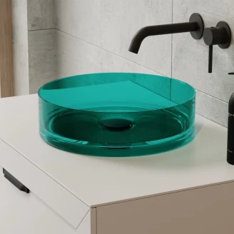Servant <strong>Brillant</strong>  Grønn Blank 36 cm med Svart Matt Pop-up Bunnventil