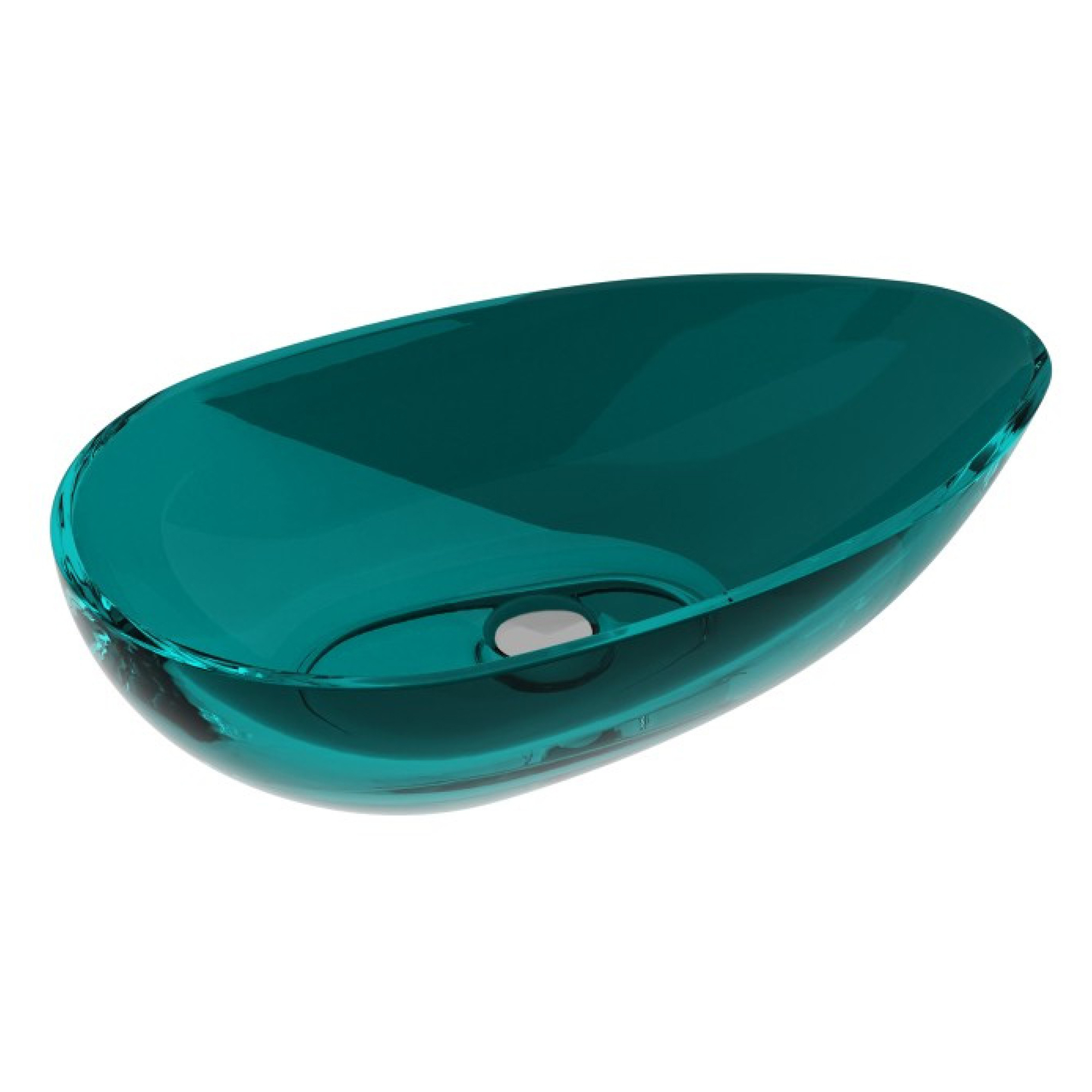 Servant Brillant Grønn Blank 60 cm med Krom Pop-up Bunnventil