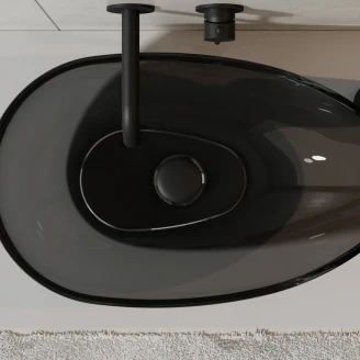 Servant <strong>Brillant</strong>  Svart Blank 60 cm med Svart Matt Pop-up Bunnventil