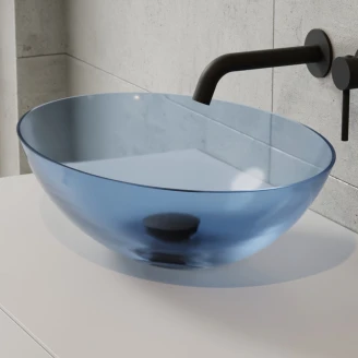 Håndvask <strong>Brillant</strong>  Blå Blank 50 cm med Sort Mat Pop-up Bundventil