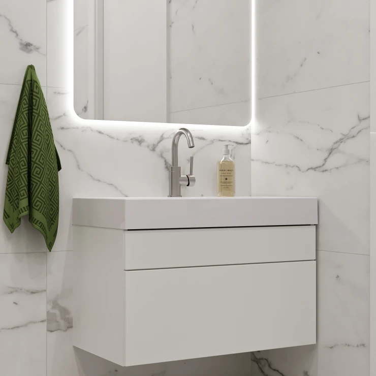 Ravak Servantskap Natural Bath Hvit Blank 80 cm med Handfat