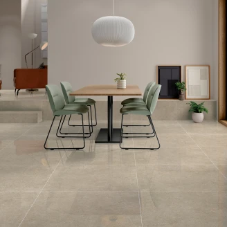 Gulvflis <strong>Kalksten Nord</strong>  Mörkbeige Polert 100x100 cm