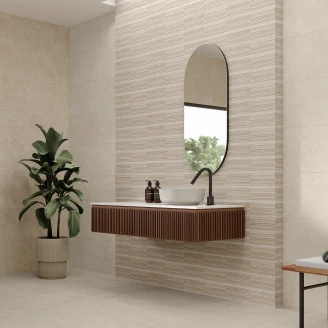 Dekor Veggflis <strong>Kalksten Nord</strong>  Beige Warm Matt Relieff 33x90 cm