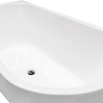 Badekar Fiore Hvit Blank 170 cm med Krom Pop-up Bunnventil