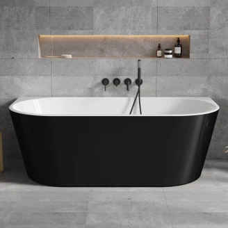 Badekar <strong>Fiore</strong>  Svart Matt 160 cm med Krom Pop-up Bunnventil