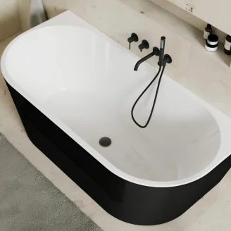 Badekar <strong>Fiore</strong>  Svart Matt 150 cm med Svart Pop-up Bunnventil