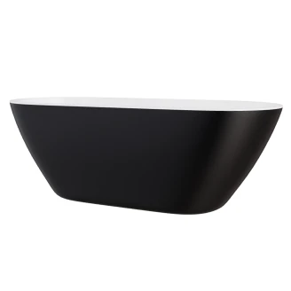 Håndlaget Mineral DuraBe Mineralstøpt Badekar <strong>Sombra</strong>  Svart Matt 170 cm med Krom Pop-up Bunnventil