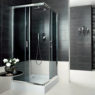 Dusjhjørne med Dörr <strong>Funkia</strong>  Kvadratisk Krom 90x90 cm Tonat glas
