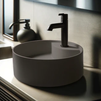 Servant Rund med Kranhylla <strong>Silia</strong>  Antracit Metallic Matt 36 cm
