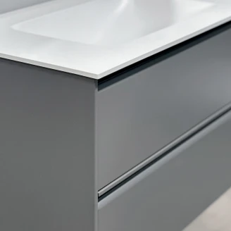 Servantskap Tona Grå Matt 120 cm med Dubbelt Servant Hvit Blank