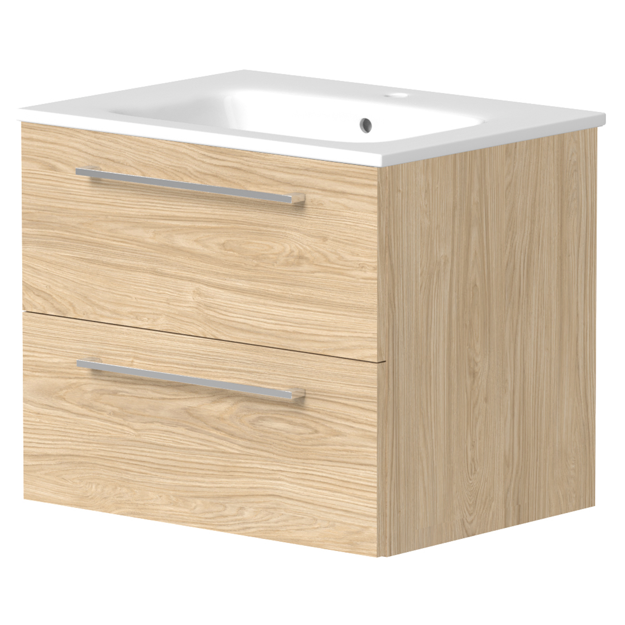 Servantskap Nova Tre Light Oak Matt 60 cm med Servant Hvit Blank
