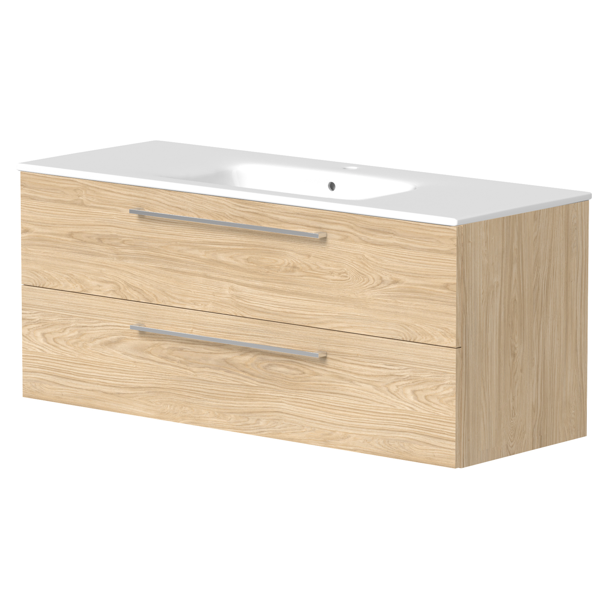 Servantskap Nova Tre Light Oak Matt 120 cm med Servant Hvit Blank
