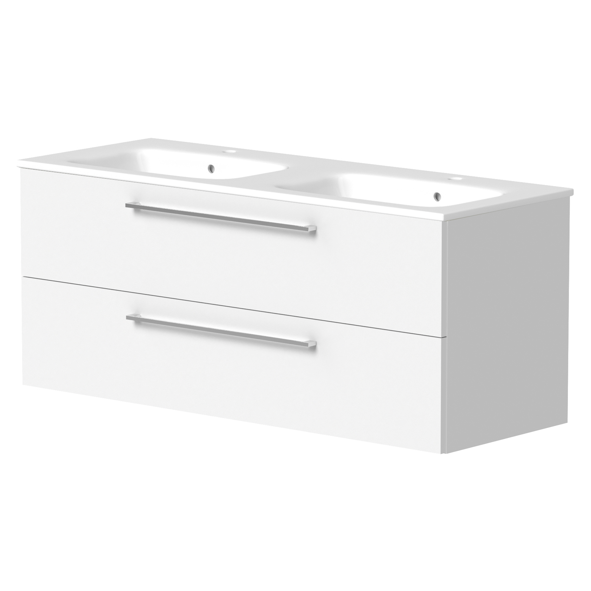 Servantskap Nova Hvit Matt 120 cm med Dubbelt Servant Hvit Blank