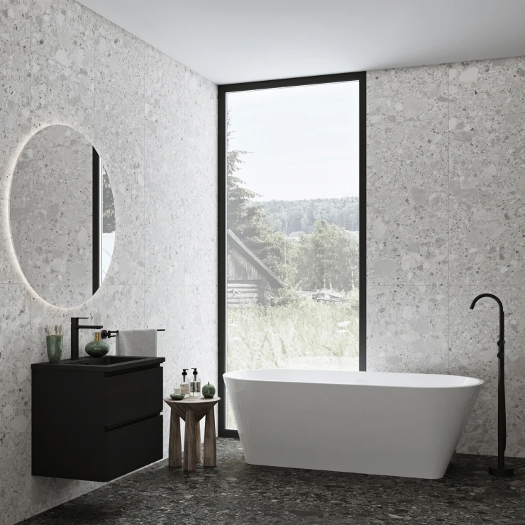 Gulvflis Terrazzo Premio Mørk Grå Matt 60x120 cm