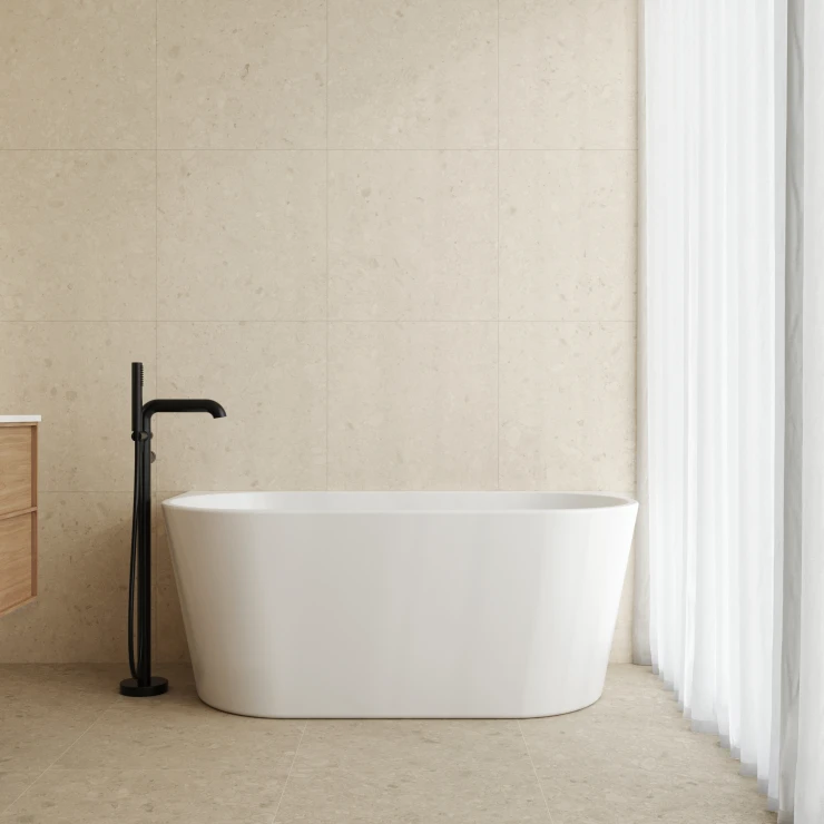 Badekar Fiore Hvit Blank 150 cm med Svart Pop-up Bunnventil