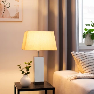 Villeroy & Boch Bordlampe Kvadratisk <strong>Prag</strong>  Beige, Krom Blank