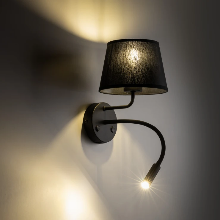 Vegglampe USB Sken Svart Matt
