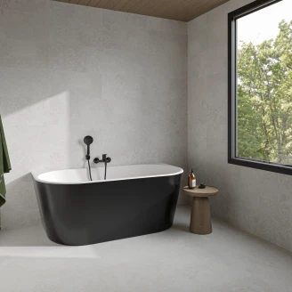 Badekar <strong>Fiore</strong>  Svart Matt 160 cm med Svart Pop-up Bunnventil