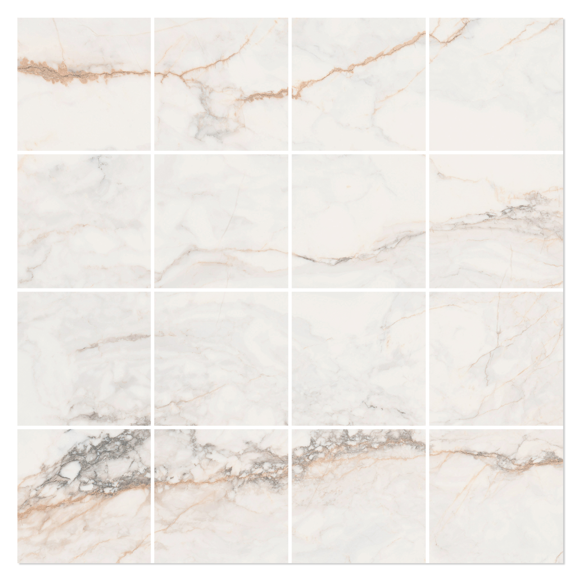 Marmor Mosaikkflis Rosata Hvit Polert 30x30 (7x7) cm