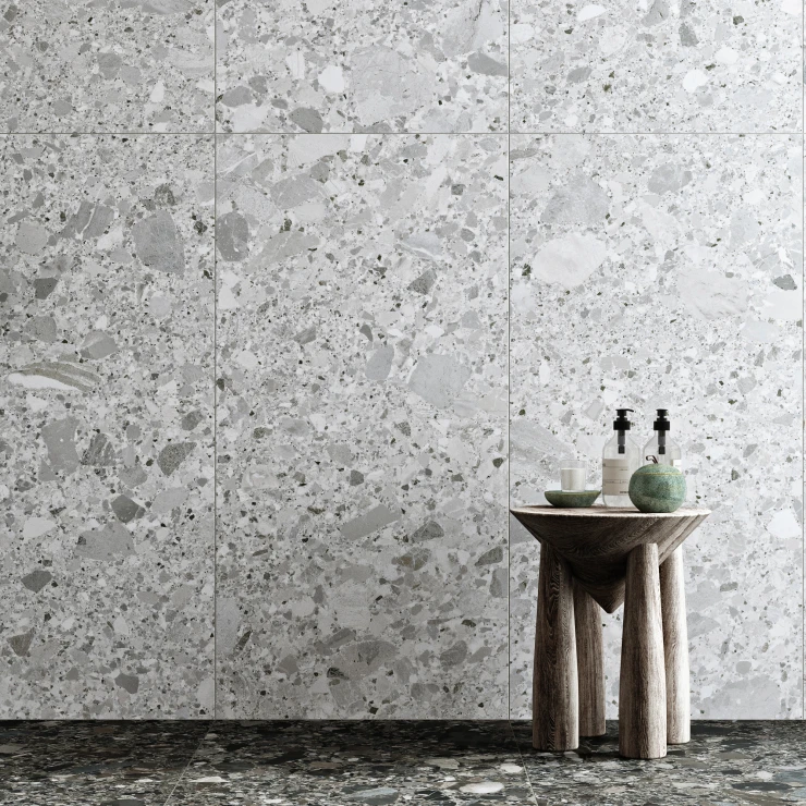Gulvflis Terrazzo Premio Lys Grå Matt 60x120 cm