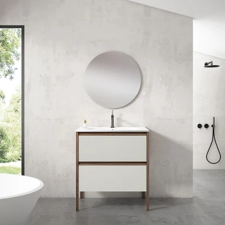 Servantskap <strong>Tone</strong>  Beige-Valnøtt Matt 80 cm, 2 Skuffer med Servant