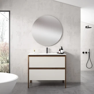 Servantskap <strong>Tone</strong>  Beige-Valnøtt Matt 100 cm, 2 Skuffer med Servant