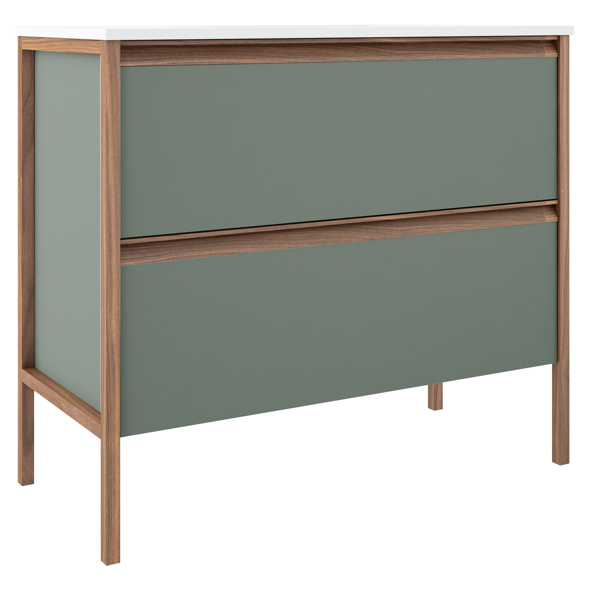 Servantskap Tone Oliv-Valnøtt Matt 100 cm, 2 Skuffer med Servant