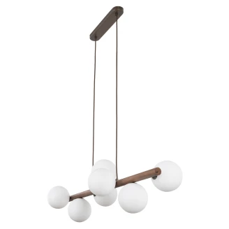 Hængende Lampe <strong>Goya</strong>  Hepta Hvid. Valnød Mat
