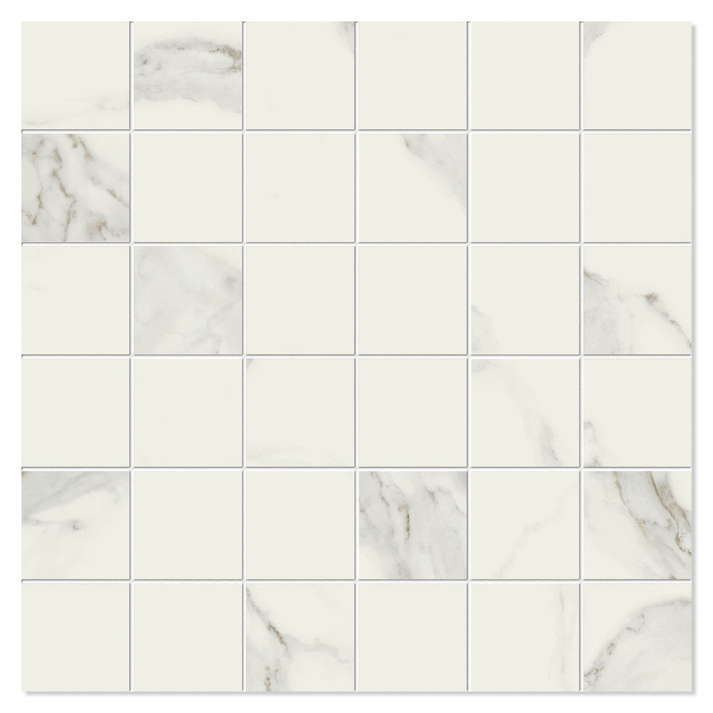 Unicomstarker Marmor Mosaikkflis Statuario Matt-Sateng 30x30 (5x5) cm