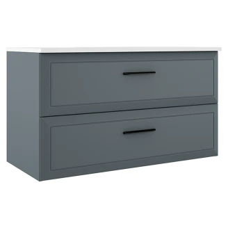 Servantskap <strong>Tandem</strong>  Blå Matt 100 cm med Servant Hvit Blank