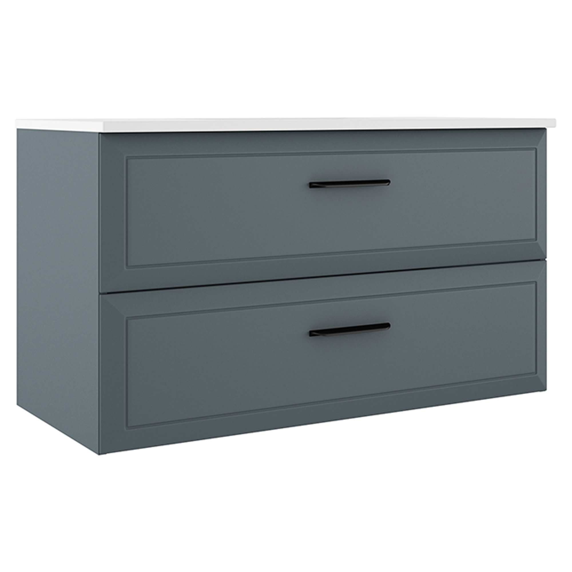 Servantskap Tandem Blå Matt 100 cm med Servant Hvit Blank