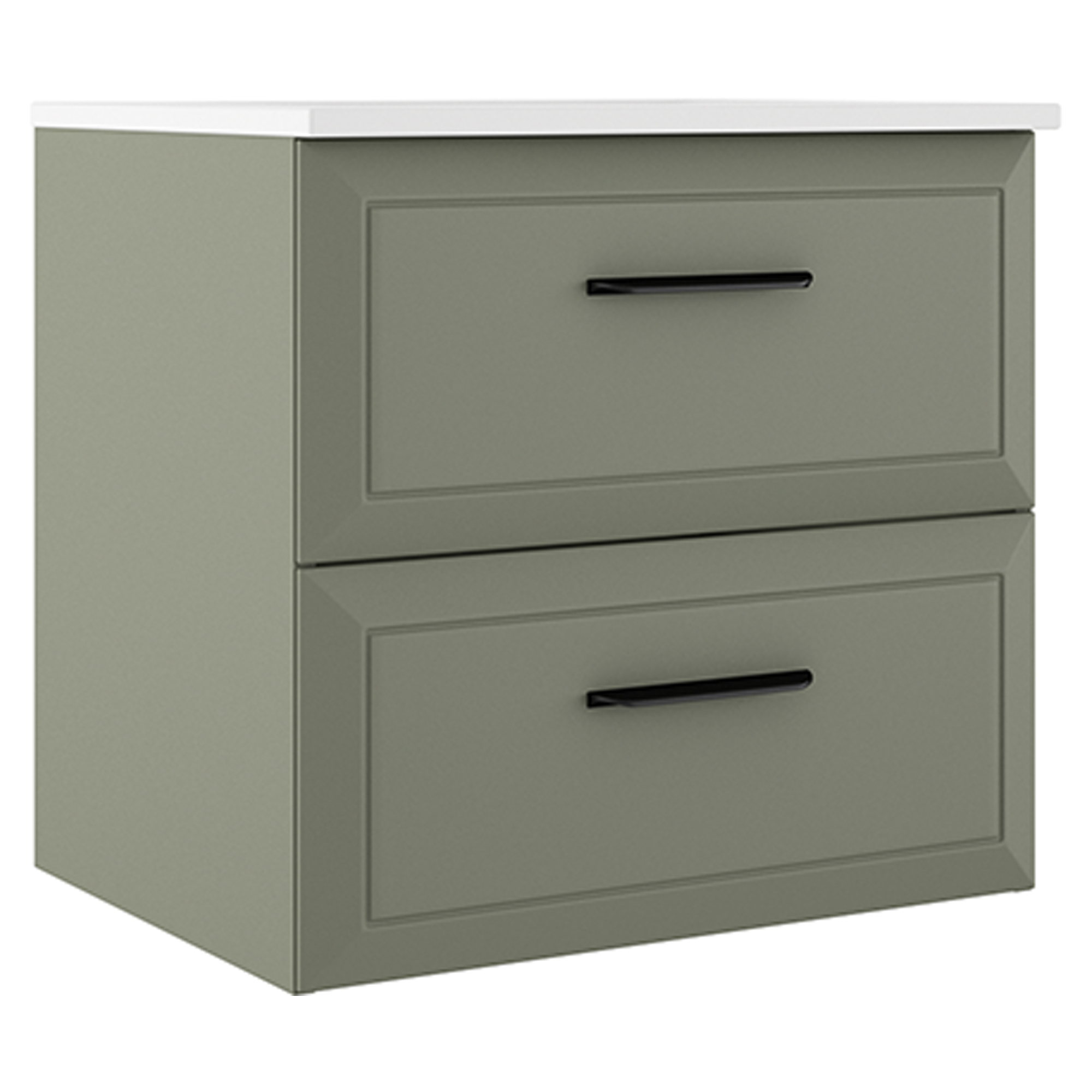 Servantskap Tandem Grønn Matt 60 cm med Servant Hvit Blank