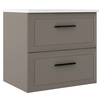 Servantskap <strong>Tandem</strong>  Grå Matt 60 cm med Servant Hvit Blank
