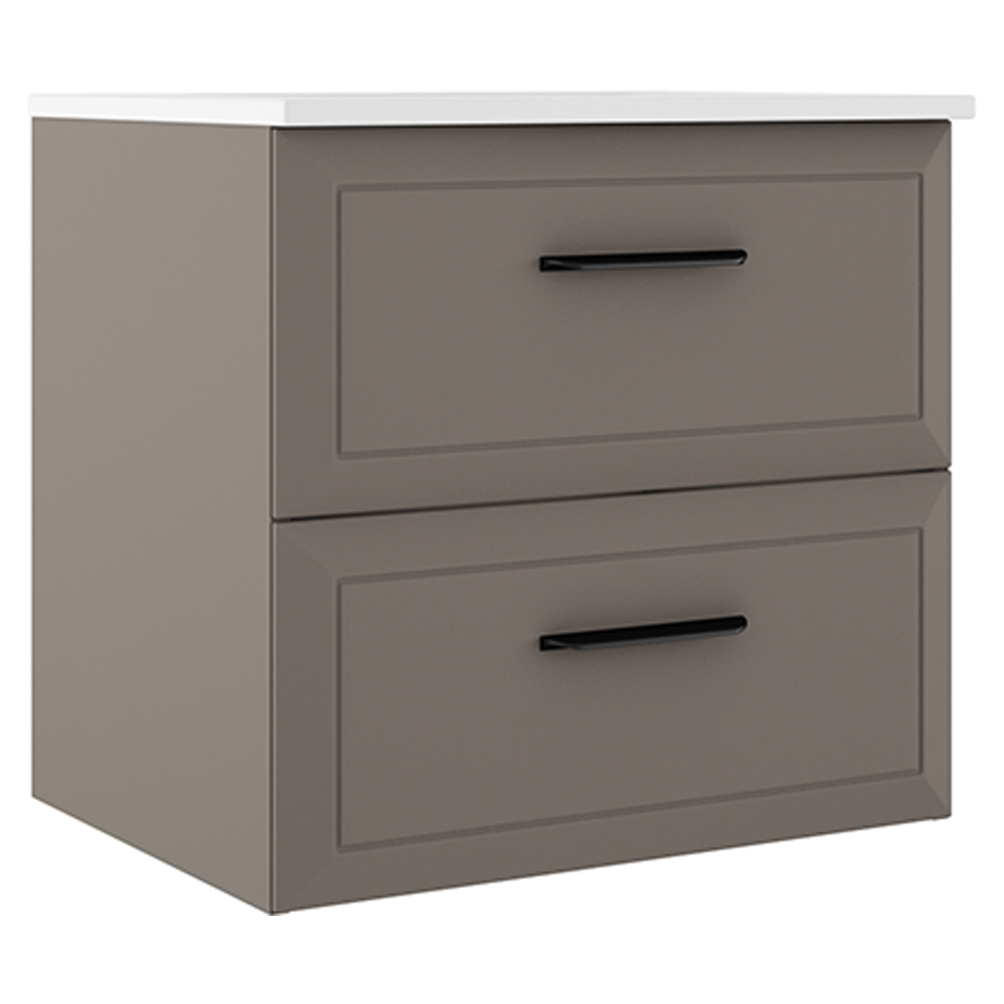 Servantskap Tandem Grå Matt 60 cm med Servant Hvit Blank