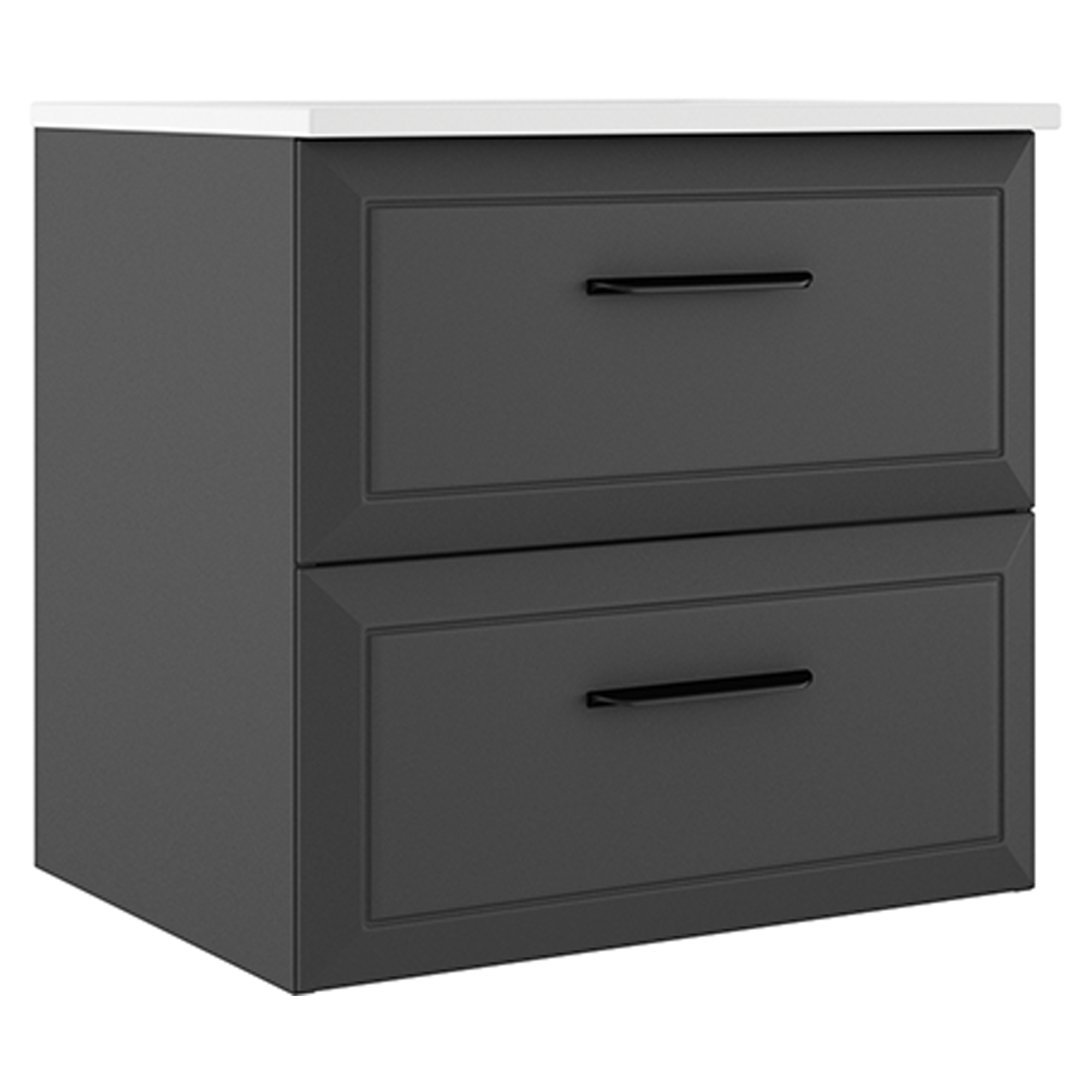 Servantskap Tandem Mørkgrå Matt 60 cm med Servant Hvit Blank
