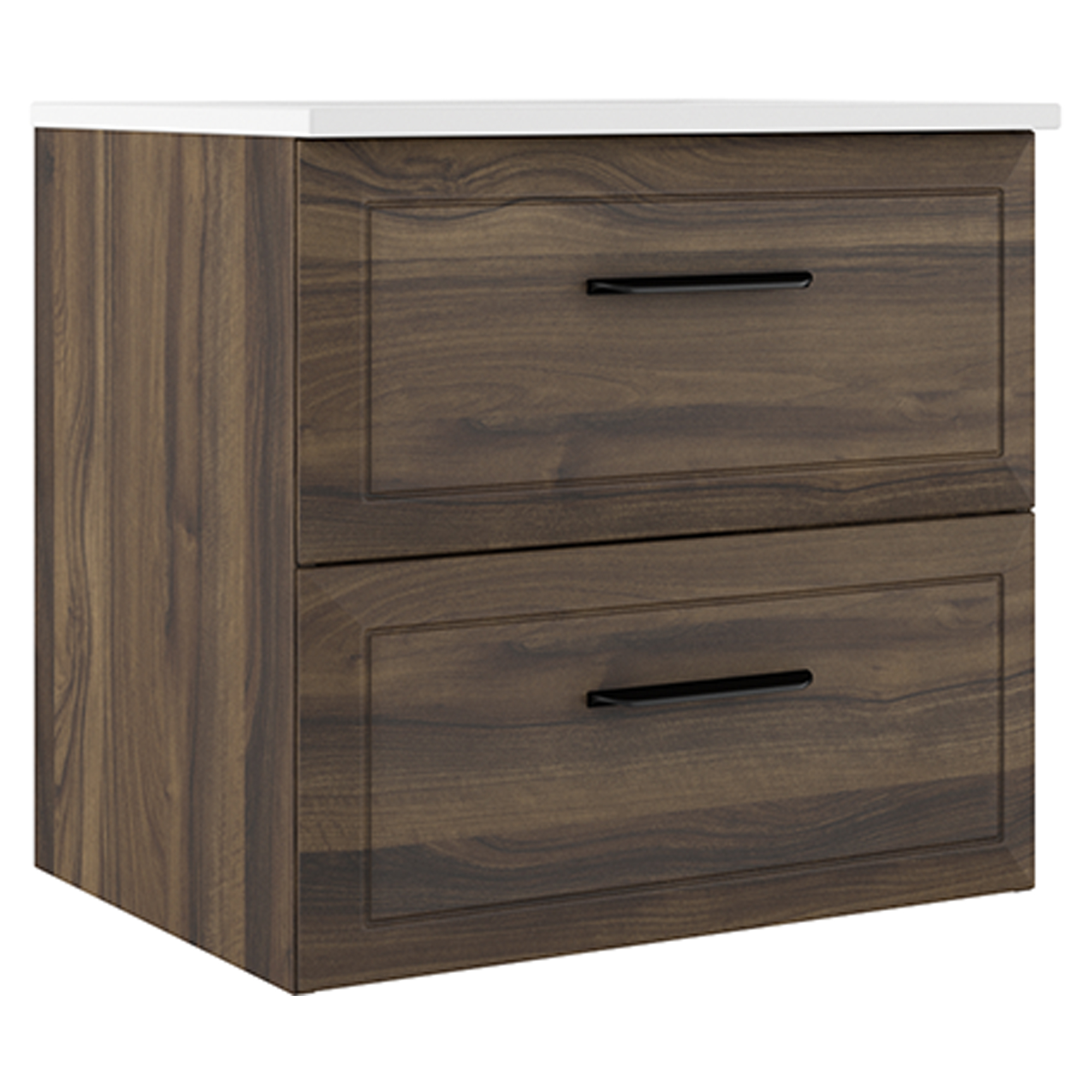 Servantskap Tandem Valnøtt Matt 60 cm med Servant Hvit Blank