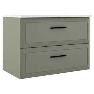 Servantskap <strong>Tandem</strong>  Grønn Matt 80 cm med Servant Hvit Blank