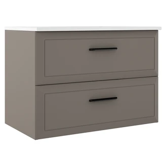 Servantskap <strong>Tandem</strong>  Grå Matt 80 cm med Servant Hvit Blank