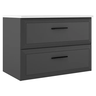 Servantskap <strong>Tandem</strong>  Mørkgrå Matt 80 cm med Servant Hvit Blank
