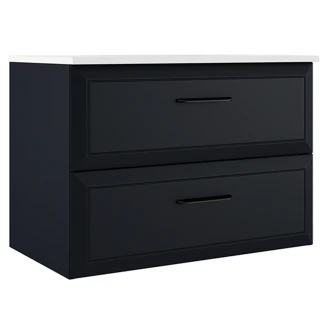 Servantskap <strong>Tandem</strong>  Mørkblå Matt 80 cm med Servant Hvit Blank