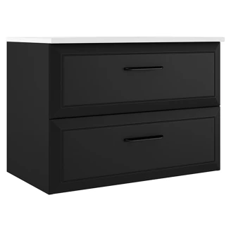 Servantskap <strong>Tandem</strong>  Svart Matt 80 cm med Servant Hvit Blank