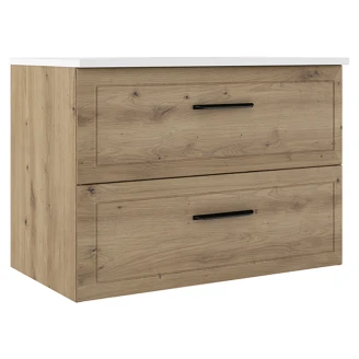 Servantskap <strong>Tandem</strong>  Eik Matt 80 cm med Servant Hvit Blank