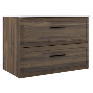 Servantskap <strong>Tandem</strong>  Valnøtt Matt 80 cm med Servant Hvit Blank