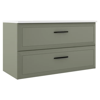 Servantskap <strong>Tandem</strong>  Grønn Matt 100 cm med Servant Hvit Blank